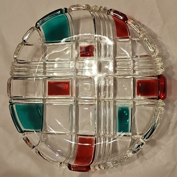 Walther Glas Red + Green Plaid Crystal Plate - Picture 16 of 16